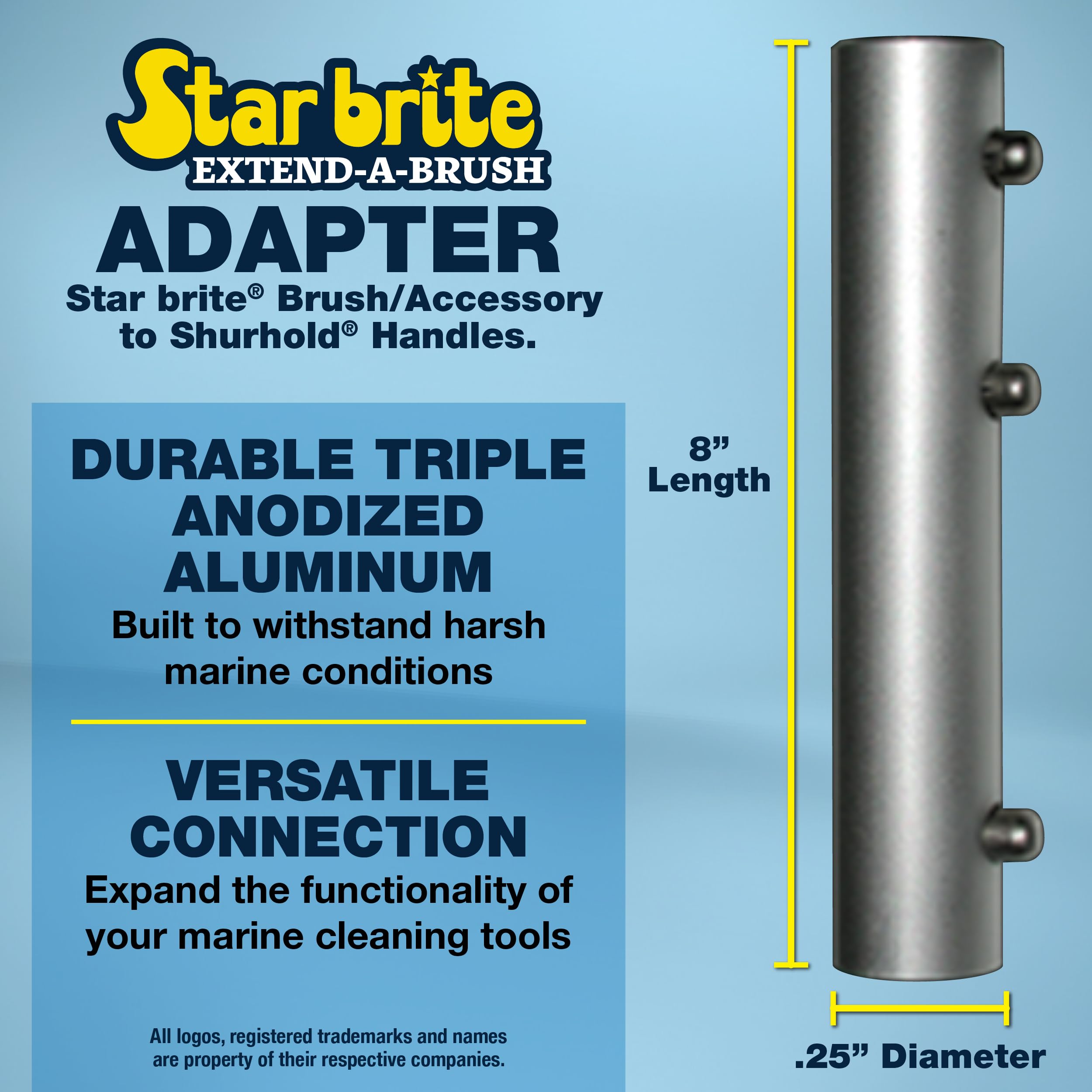 Star Brite Brush Adaptor For Shurhold Handles - Triple Anodized Aluminum Adapter For Easy Attachment Of Star Brite Accessories -