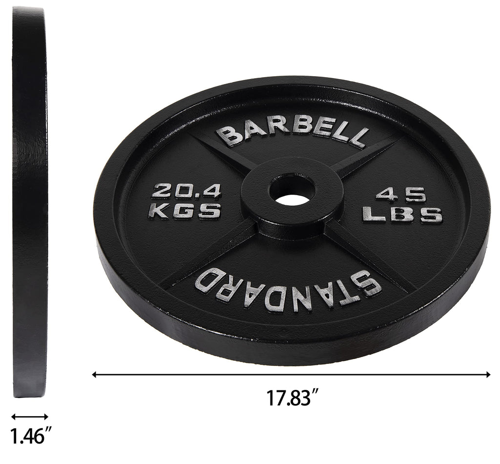 Fitvids Olympic 2-Inch Cast Iron Plate Weight Plate For Strength Training And Weightlifting, Vintage Style, 45Lb Pair