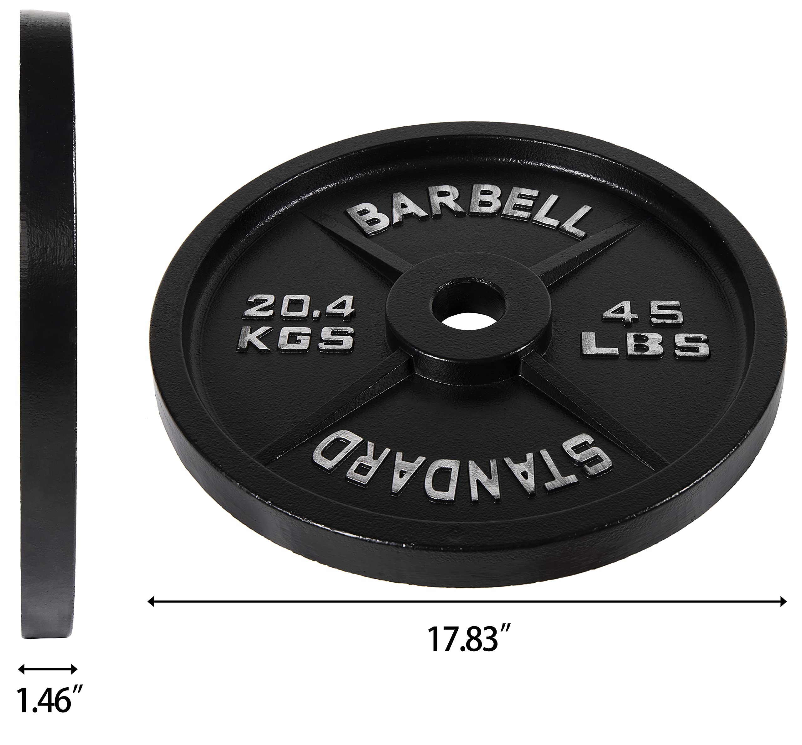 Fitvids Olympic 2-Inch Cast Iron Plate Weight Plate For Strength Training And Weightlifting, Vintage Style, 45Lb Pair