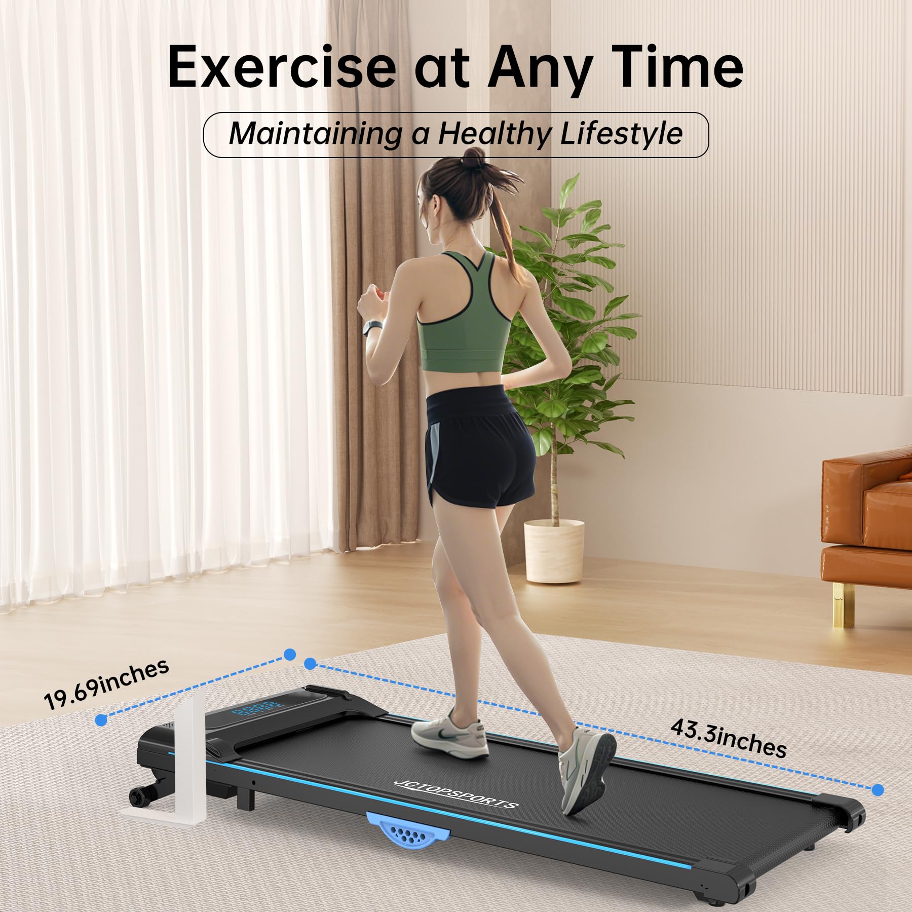 Modida 3-In-1 Foldable Treadmill For Home, Portable Walking Pad & Running Machine With Remote Control & Led Display, Compact Ele