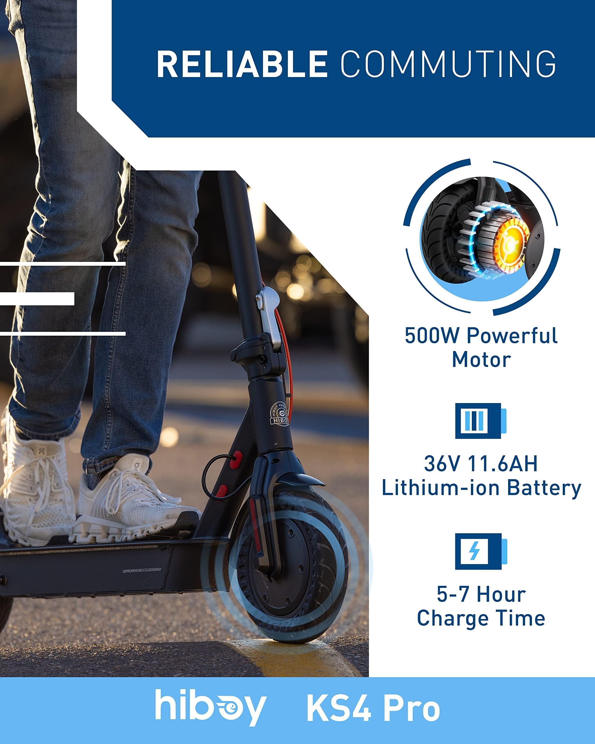 Hiboy Electric Scooter for Adults, 19 MPH, 25 Miles Range, 500W Motor (750W Peak), Foldable E Scooter with Phone Holder, Dual Sp