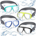Flutesan 4 Pcs Kids Youth Swim Goggles with Nose Cover Elastic Strap Diving Swim Mask Swimming Waterproof Snorkel Goggle(Blue, G