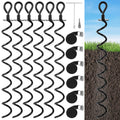XYADX 22.4 Inch Ground Anchor Screw in,6 Pack Trampoline Stakes Anchor Kit,Heavy Duty Spiral Windproof Tie Down Kit with T-Hook&