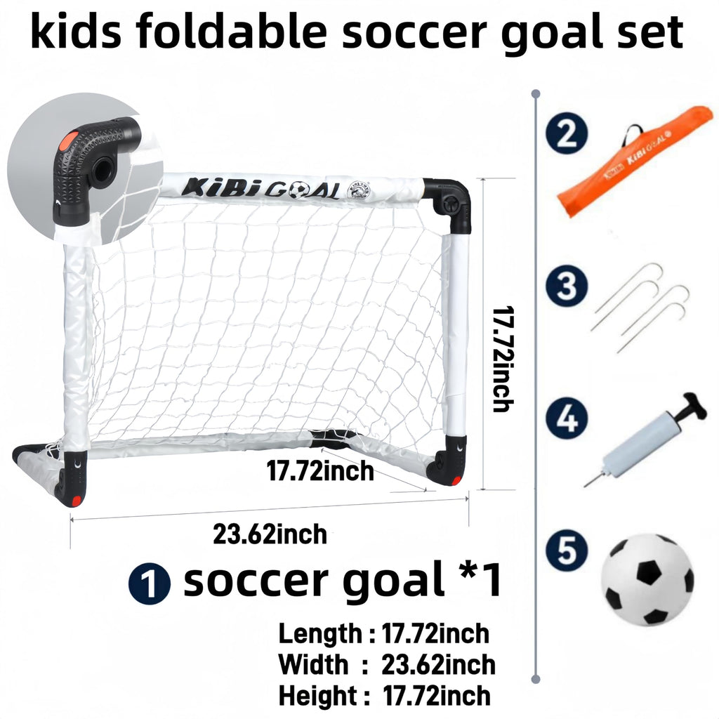 KiBiGOAL Mini Toddler Soccer Goal Set, White Foldable Goal for Kids, Kids Goals for The Backyard + Indoor + Outdoor Soccer Toy(2