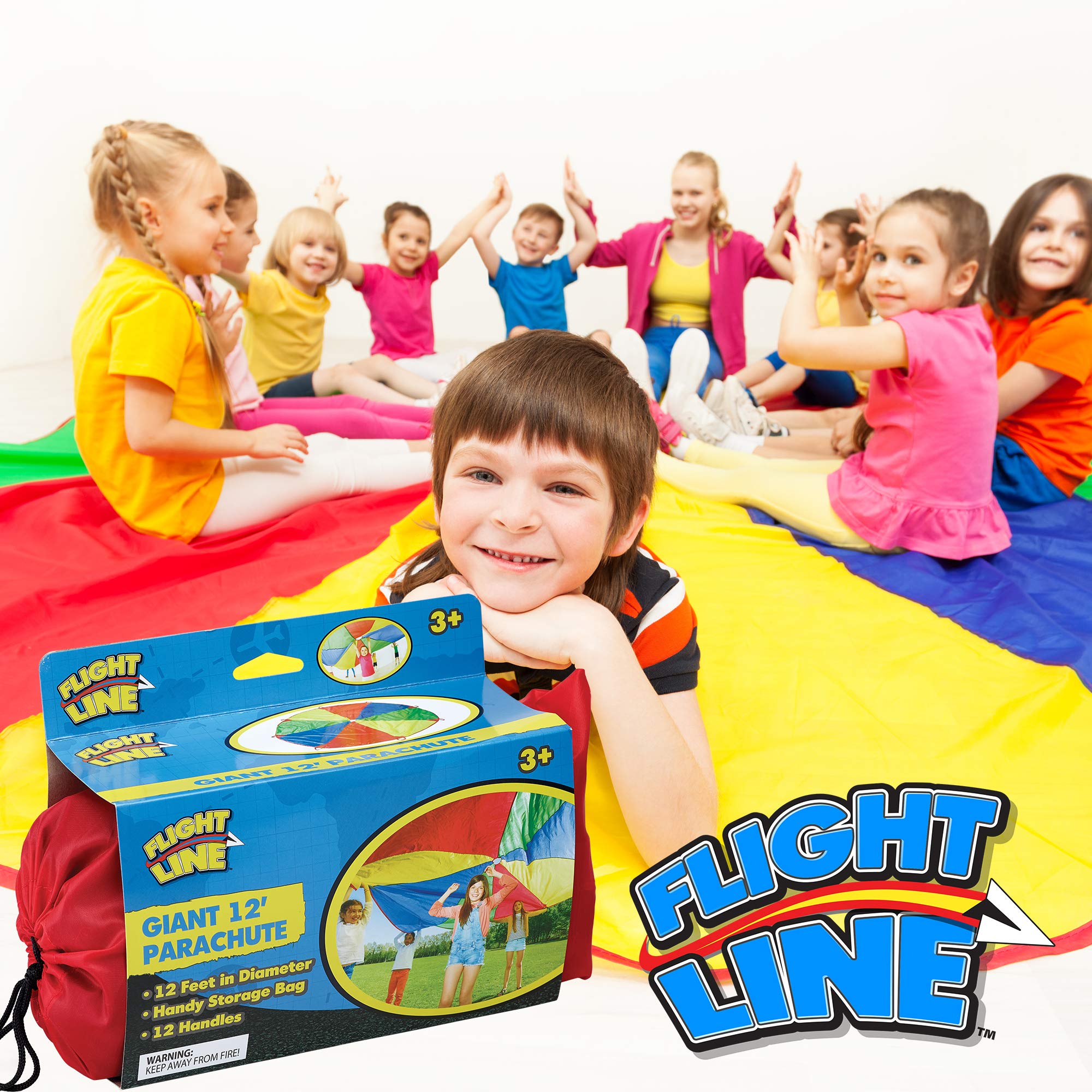 Thin Air Brands Kids 10-Foot Play Parachute Toy For Boys And Girls With 12 Handles For Team Group Cooperative Games, Ages 3 (12-