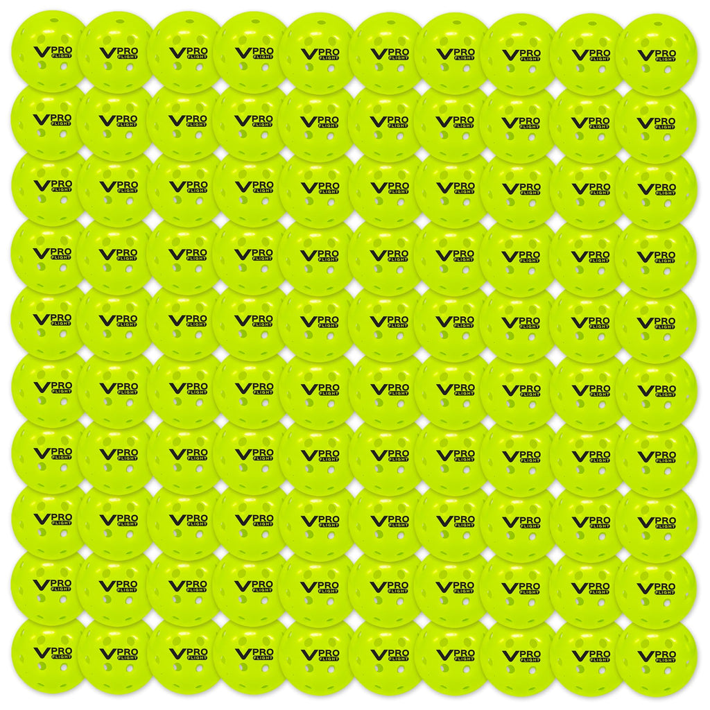 Vulcan | Vpro Flight Outdoor Pickleball | Official Ball Of The Ppa Tour & Mlp | Hi-Vis Yellow | 100 Pack