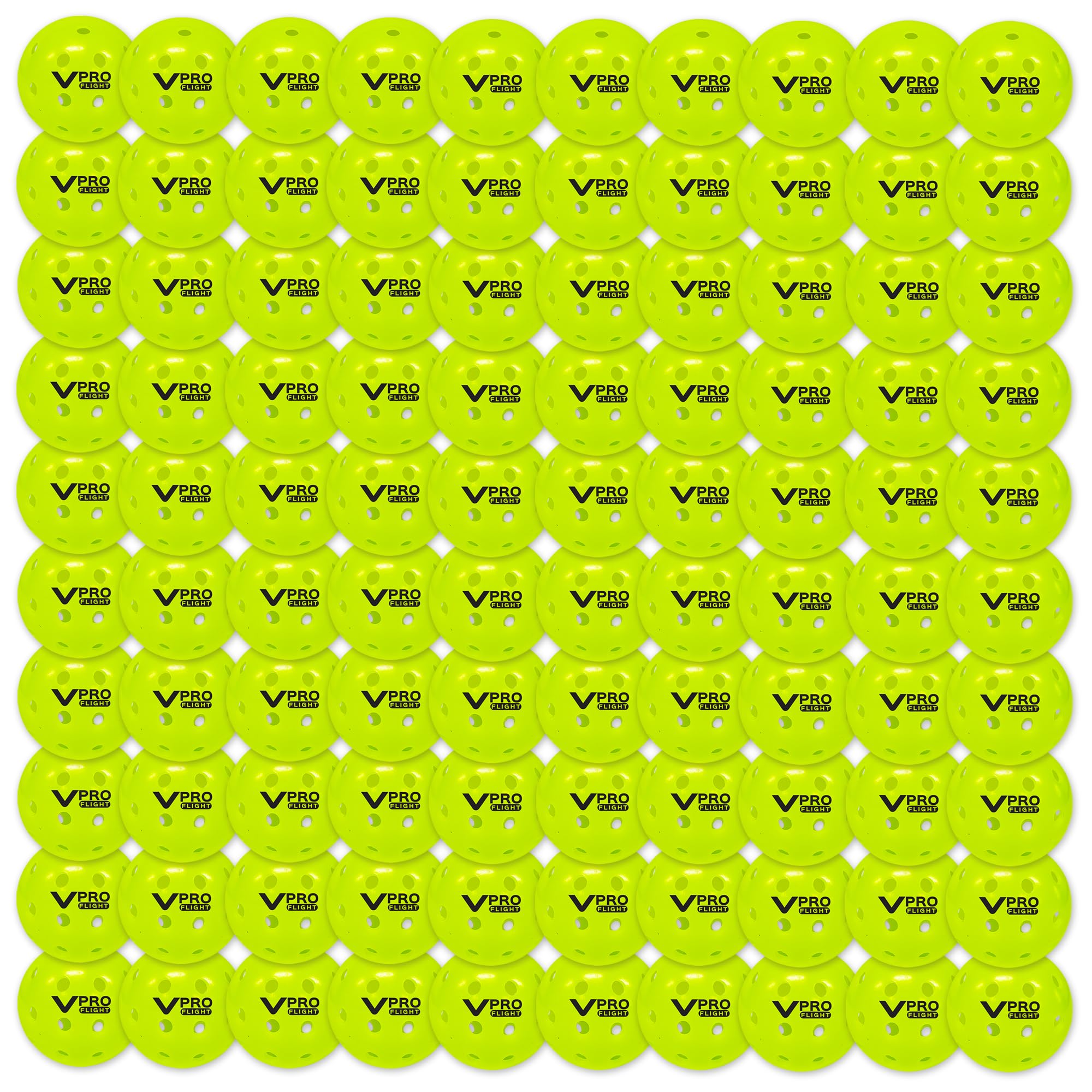 Vulcan | Vpro Flight Outdoor Pickleball | Official Ball Of The Ppa Tour & Mlp | Hi-Vis Yellow | 100 Pack