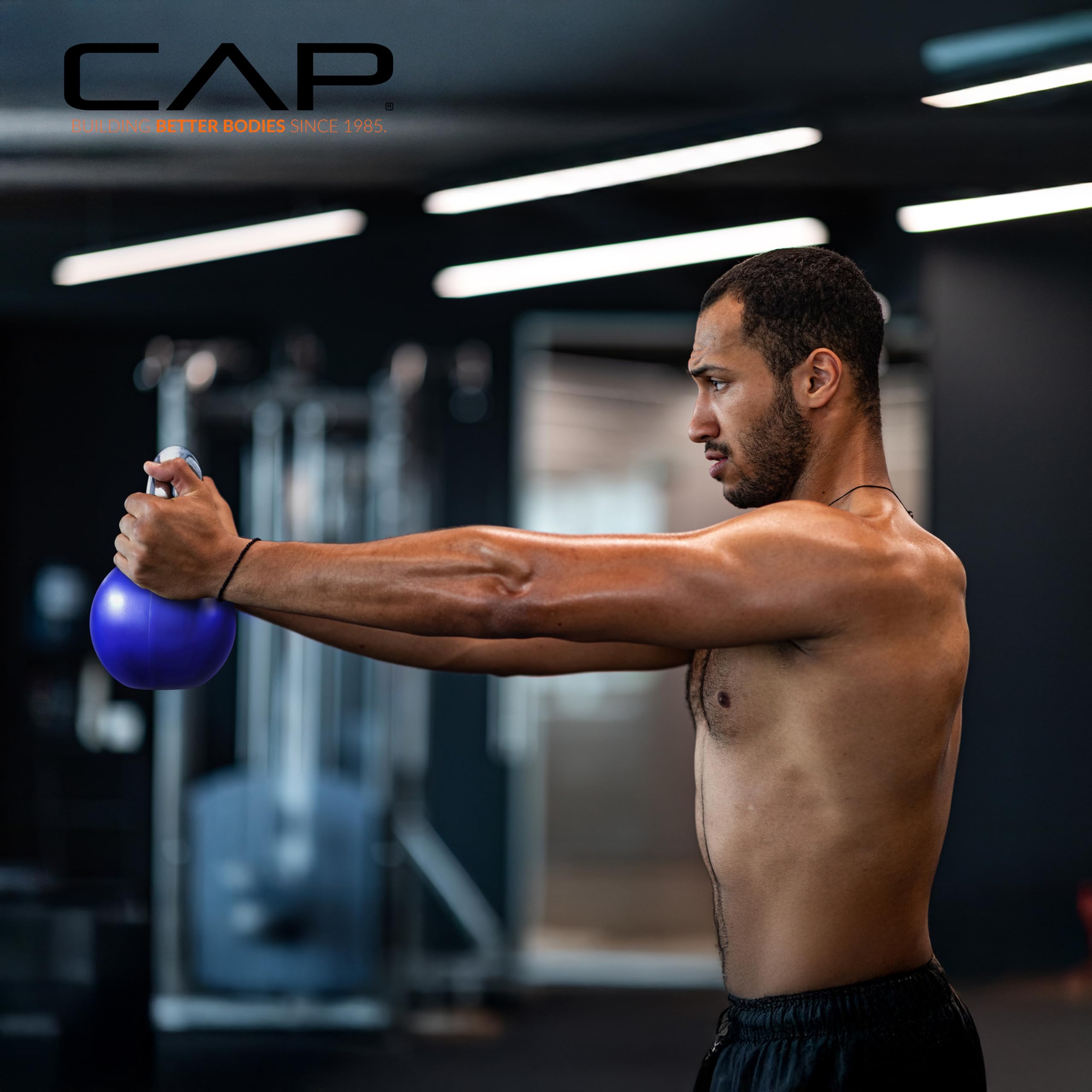 Cap Barbell Colored Rubber Coated Kettlebell With Chrome Handle, 10 Lb