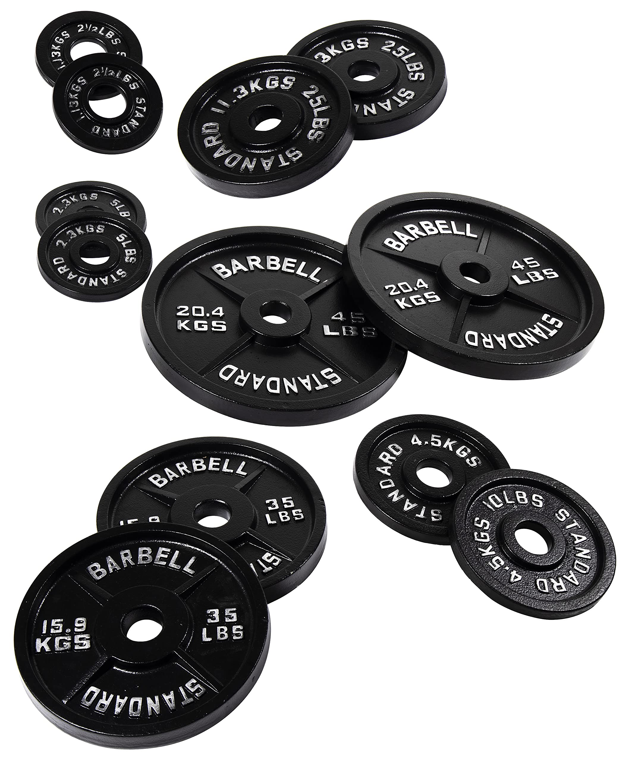 Balancefrom Cast Iron Plate Weight Plate For Strength Training And Weightlifting, Olympic Size, 2-Inch Center, 45Lb Pair