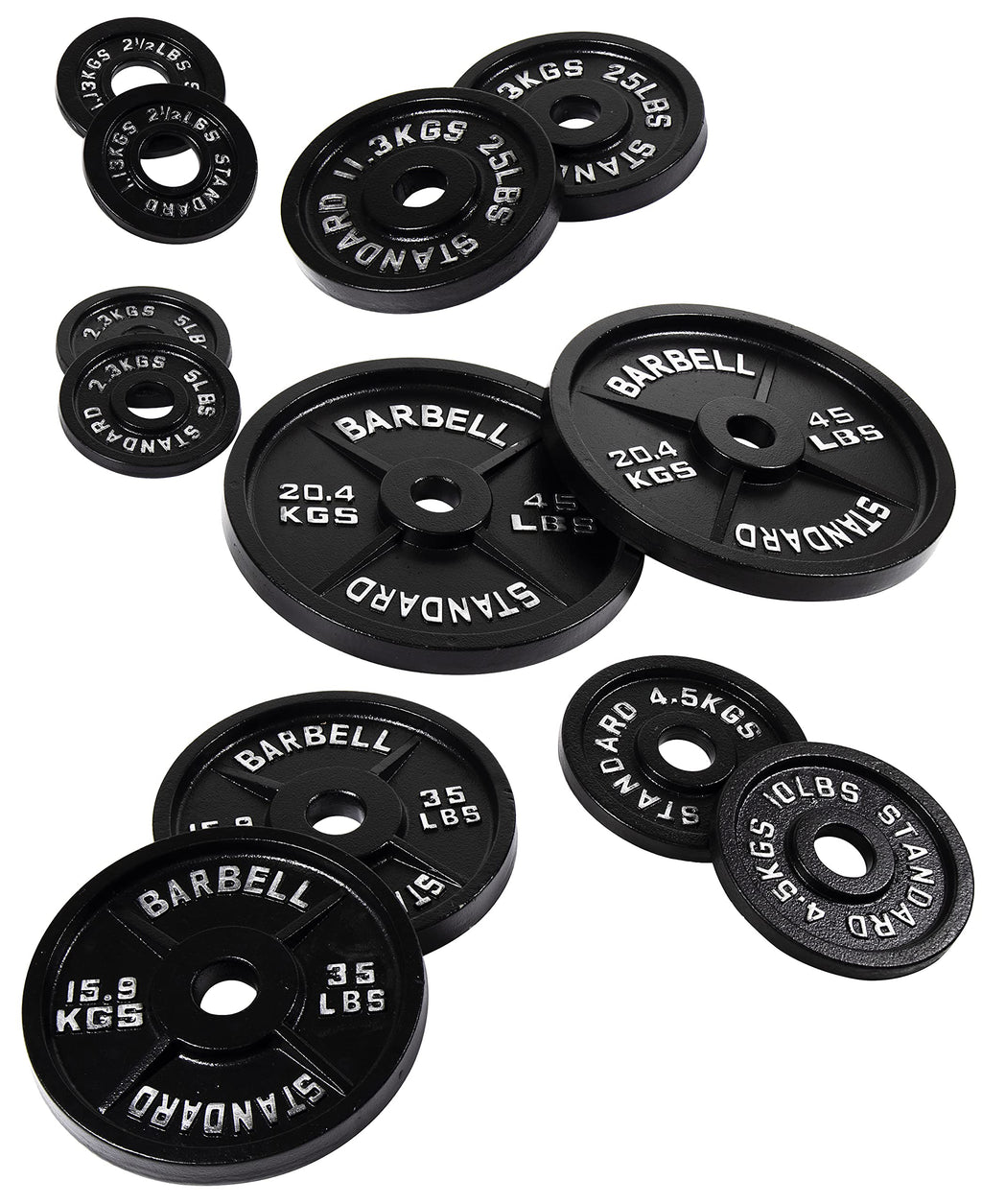 Fitvids Olympic 2-Inch Cast Iron Plate Weight Plate For Strength Training And Weightlifting, Vintage Style, 45Lb Pair