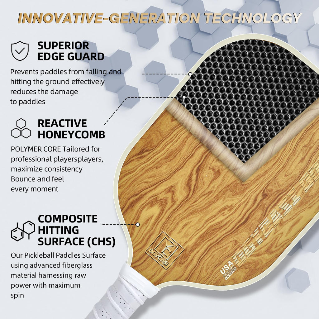 13 Mm Pickleball Paddles Set Of 2, 2023 Usapa Approved, Carbon Fiber Surface (Chs), Polypropylene Honeycomb Core, Anti-Slip Swea