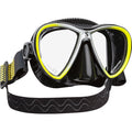 SCUBAPRO Synergy Twin Trufit Scuba Mask with Dual Lens and Comfort Strap for Diving, Black/Yellow/Silver