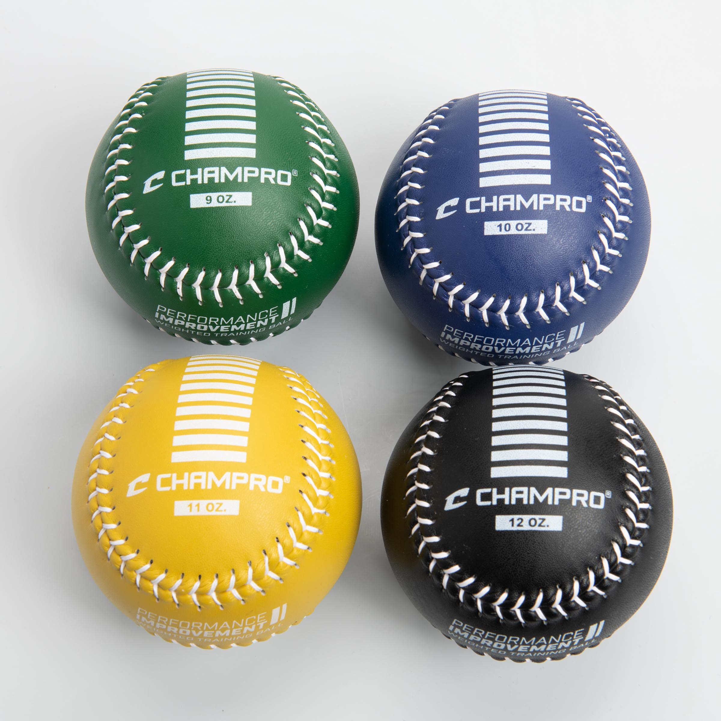 Champro Training Softballs, Set Of 4 (Green/Yellow/Black/Blue, 12-Inch)