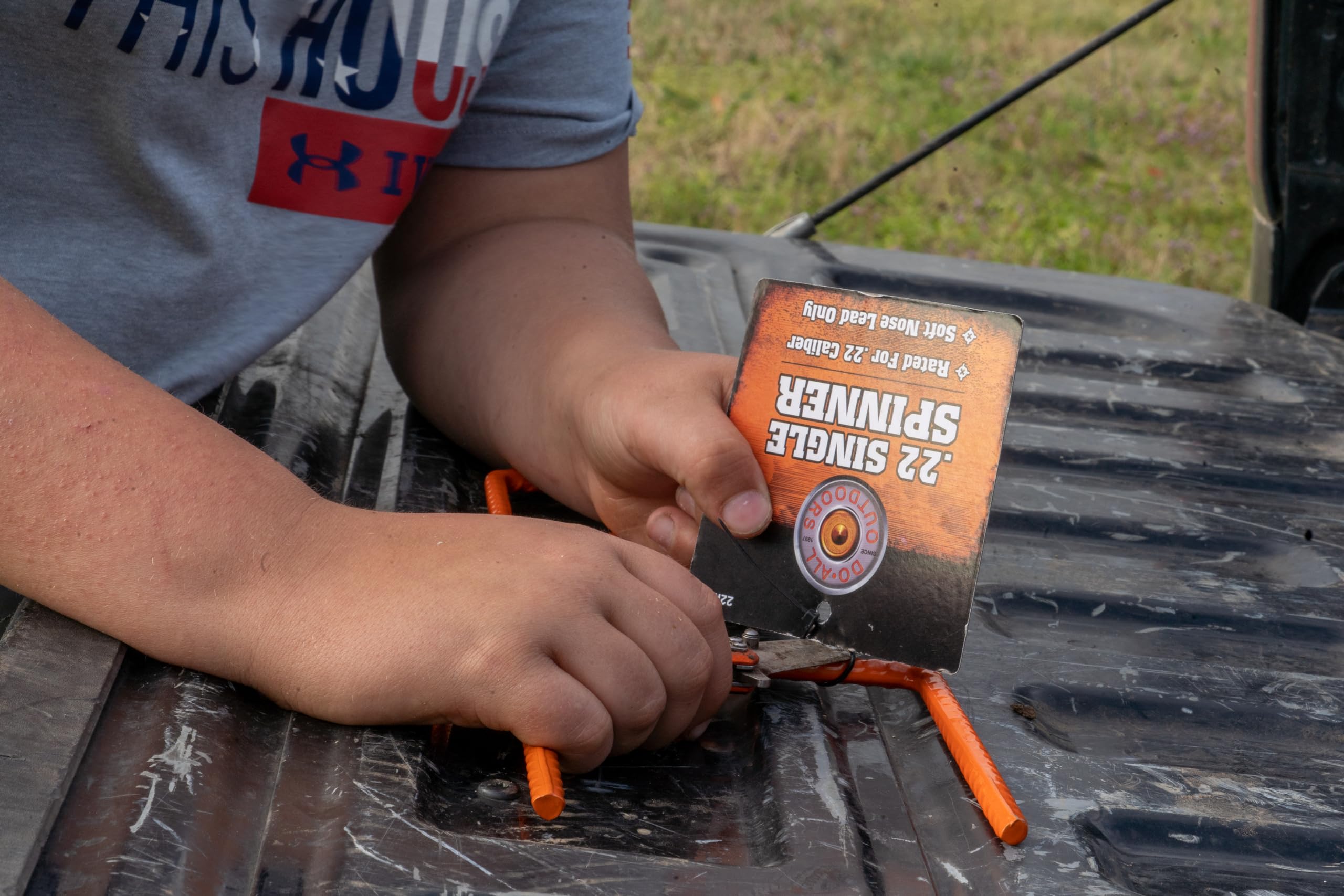 Do All Outdoors Single Spinner Shooting Target, Rated For .22-Caliber Rimfire, Soft Lead Only