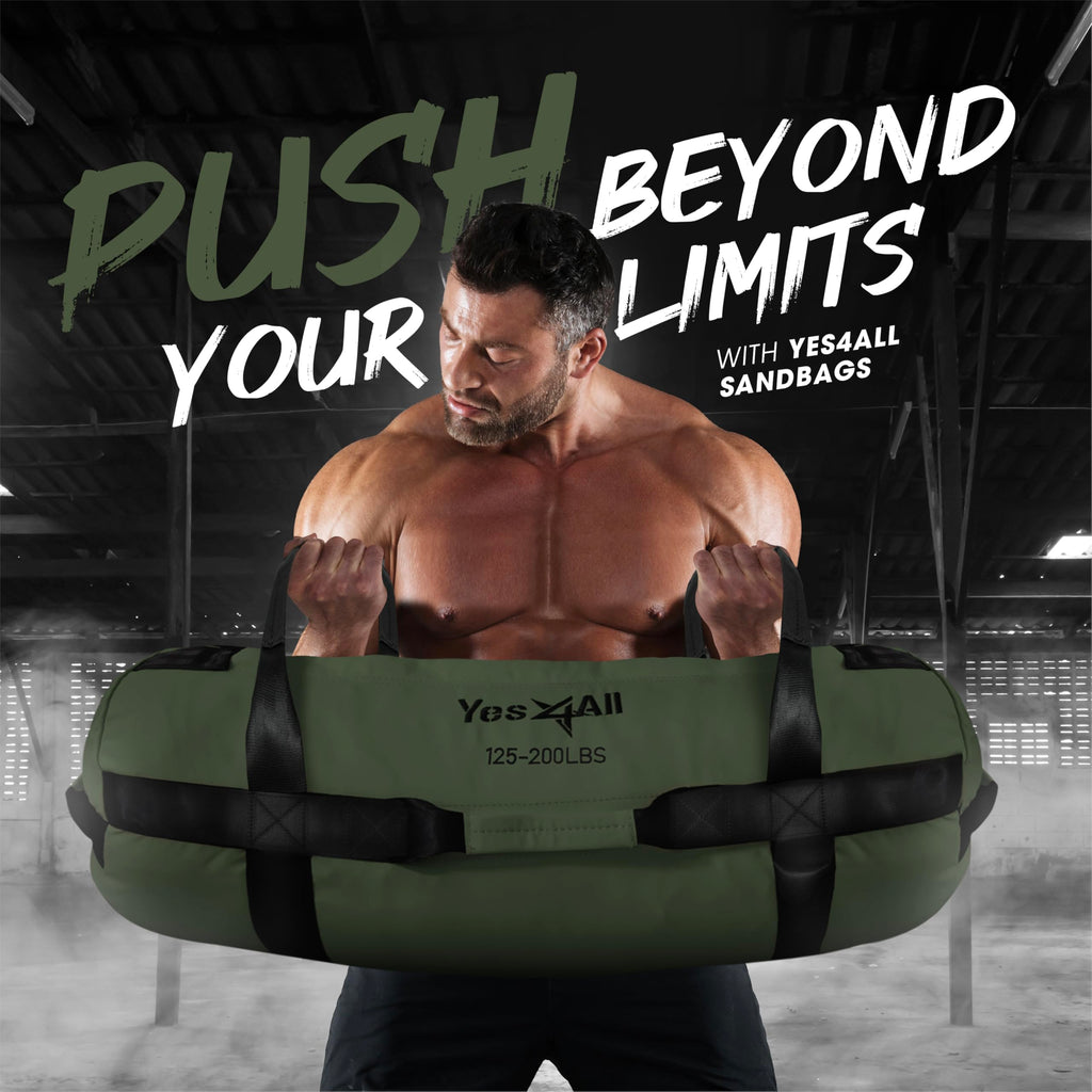 Yes4All Workout Sandbags, Heavy Duty Sandbags For Fitness, Conditioning, Mma & Combat Sports - Army Green - L