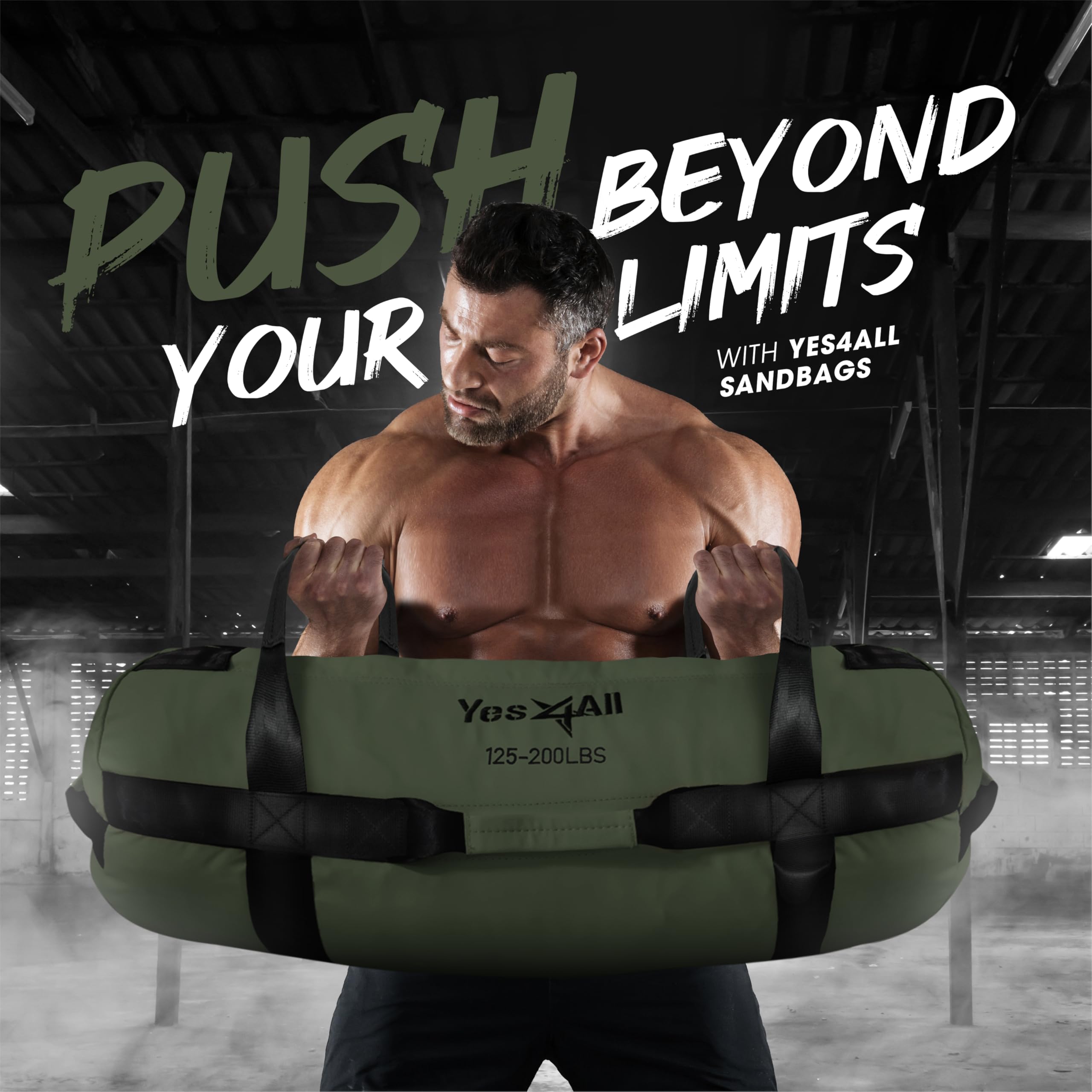 Yes4All Workout Sandbags, Heavy Duty Sandbags For Fitness, Conditioning, Mma & Combat Sports - Army Green - L