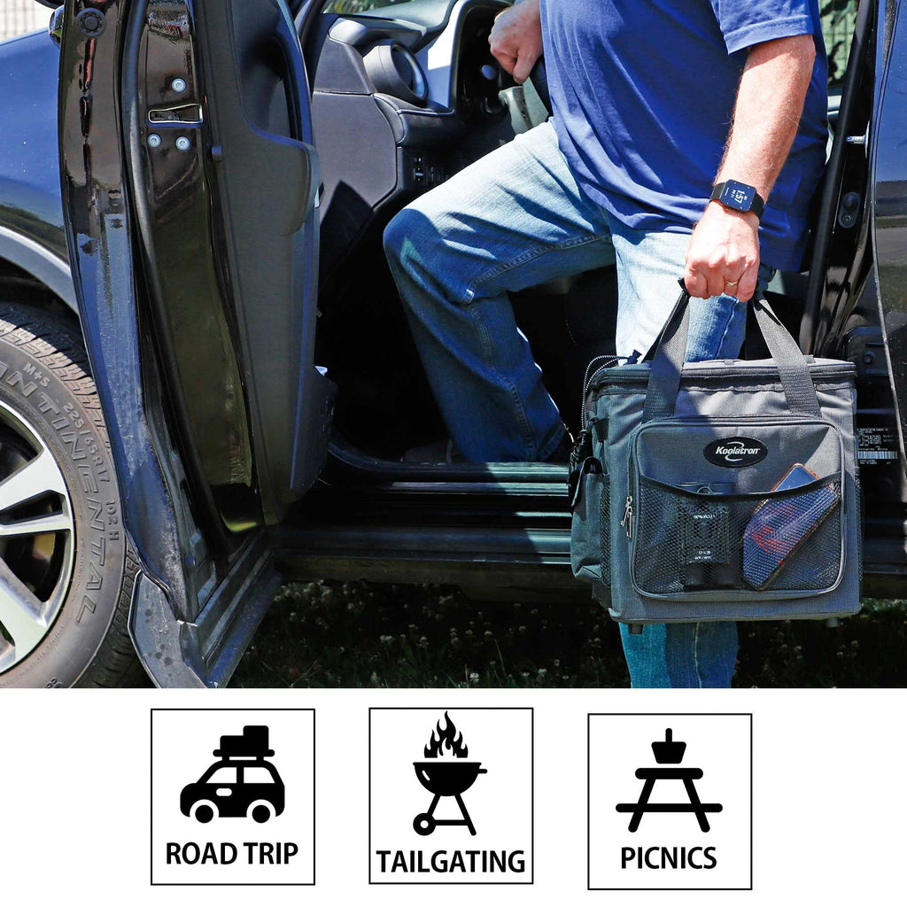 Koolatron Portable Electric Cooler & Warmer Bag With Adjustable Shoulder Strap |14 Q(13 L) Portable Thermoelectric Fridge For Ve