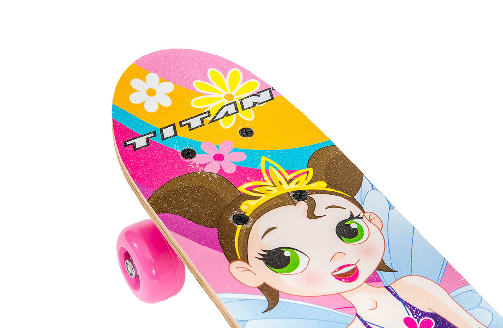 Titan Flower Princess Complete Skateboard For Girls (5+ Ages), 17-Inch, Pink