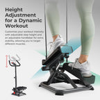 Sunny Health & Fitness Total Body 2-in-1 Smart Stepper Machine for Home with Handlebar and Resistance Bands, Total Body Workout,