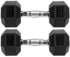 Signature Fitness Rubber Encased Hex Dumbbell, 20Lb Pair