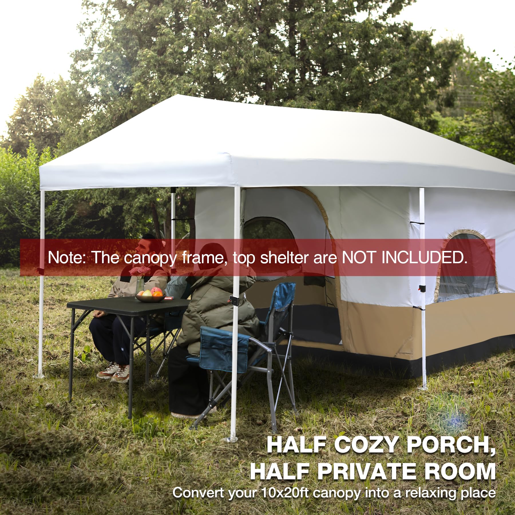 Redcamp Canopy Camping Tent For Pop Up Canopy Tent, Inner Tent With Mesh Window, Converts Straight Leg 10'X10' Or 10'X20' Canopy