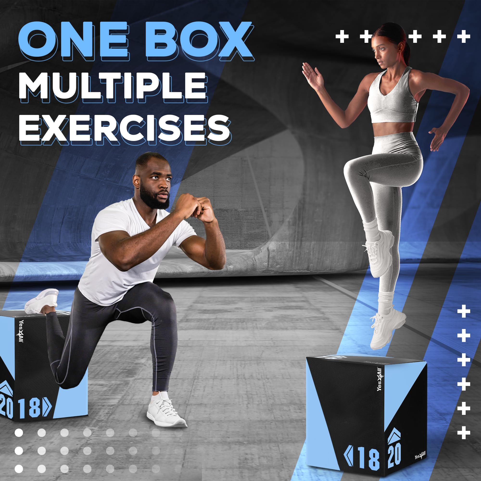 Yes4All 3 In 1 Foam Plyometric Jump Box Jump Training & Conditioning-Plyo Jump Box For Jump Training Fitness Workout Exercise -