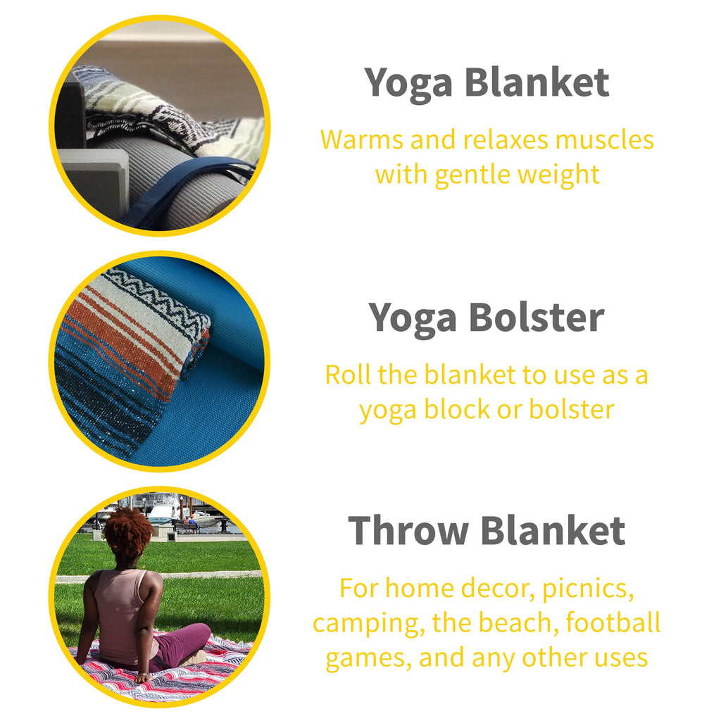 Cozumel Authentic Mexican Blanket, 10 Pack, 72X48 Inches, Made In Mexico - Yoga Blanket For Studios - Outdoor Picnic/Camping Bla
