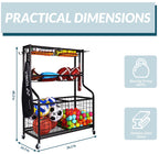 Fitvids Garage Sports Equipment Organizer, Garage Ball Storage, Sports Gear Storage, Garage Organizer With Baskets And Hooks, Ro