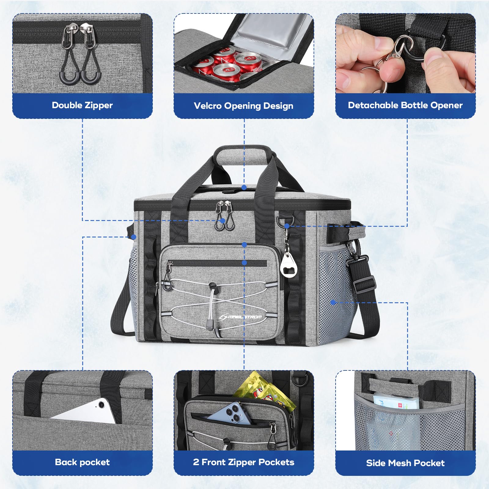 Maelstrom Soft Sided Cooler Bag, 30 Can Collapsible Insulated Ice Chest With Quick Access Flip-Top Lid, Large Leakproof Camping