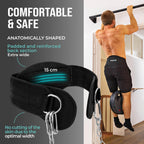 Pullup & Dip Belt With Chain And 3X Carabiner, Dip Belt Incl Neoprene Flaps As Clothing Protection, Weightlifting Belt, Weighted
