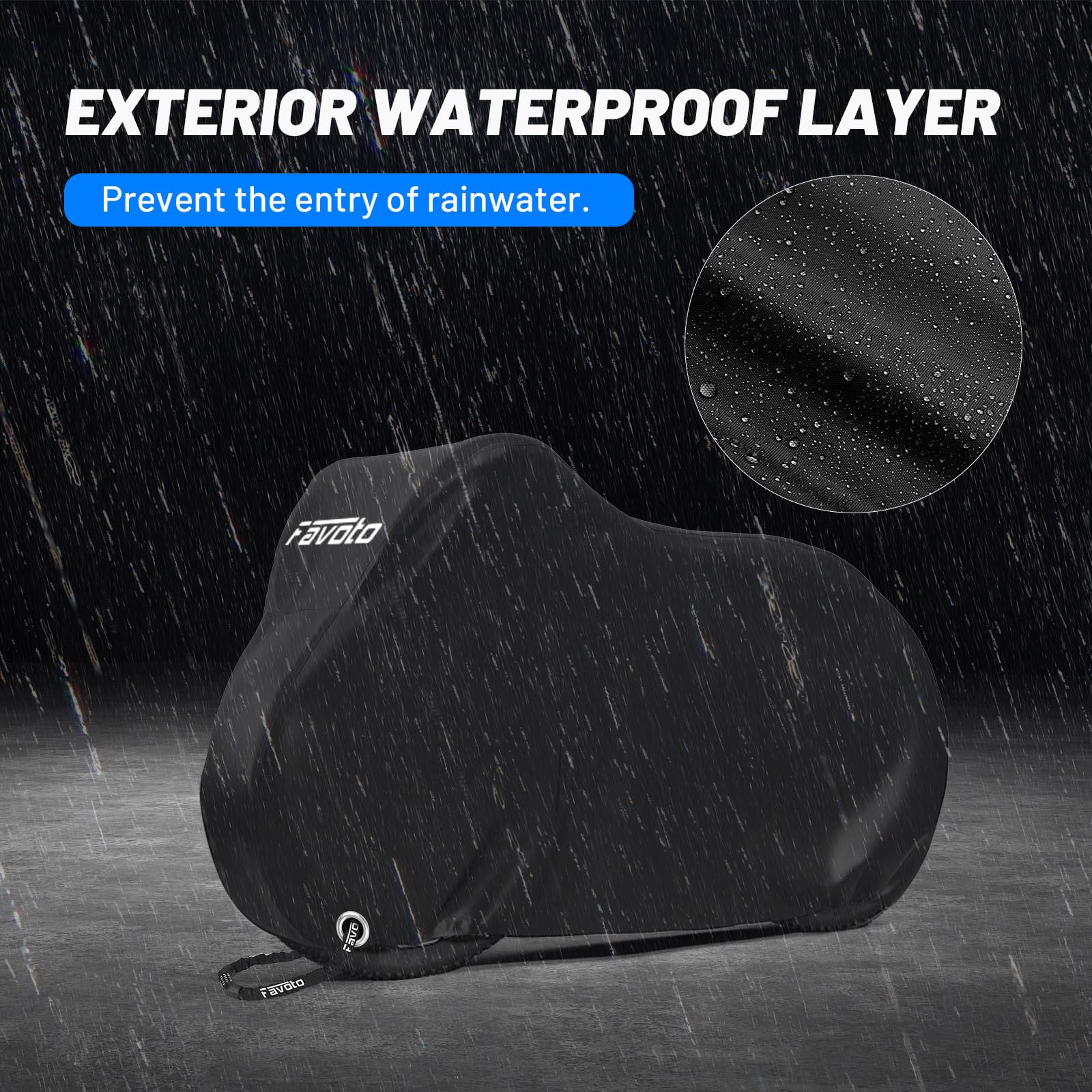 Favoto Bike Cover Outdoor Waterproof - Bicycle Covers For 1 Or 2 Bikes Outside Storage Rain Dust Sun Proof With Lock Hole Windpr