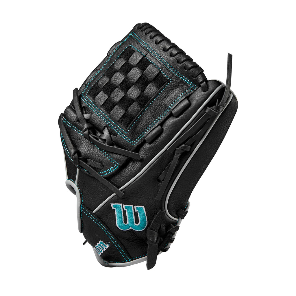 Wilson 2024 A500 Siren 12    Youth Infield Fastpitch Softball Glove - Left Hand Throw, Black/Teal