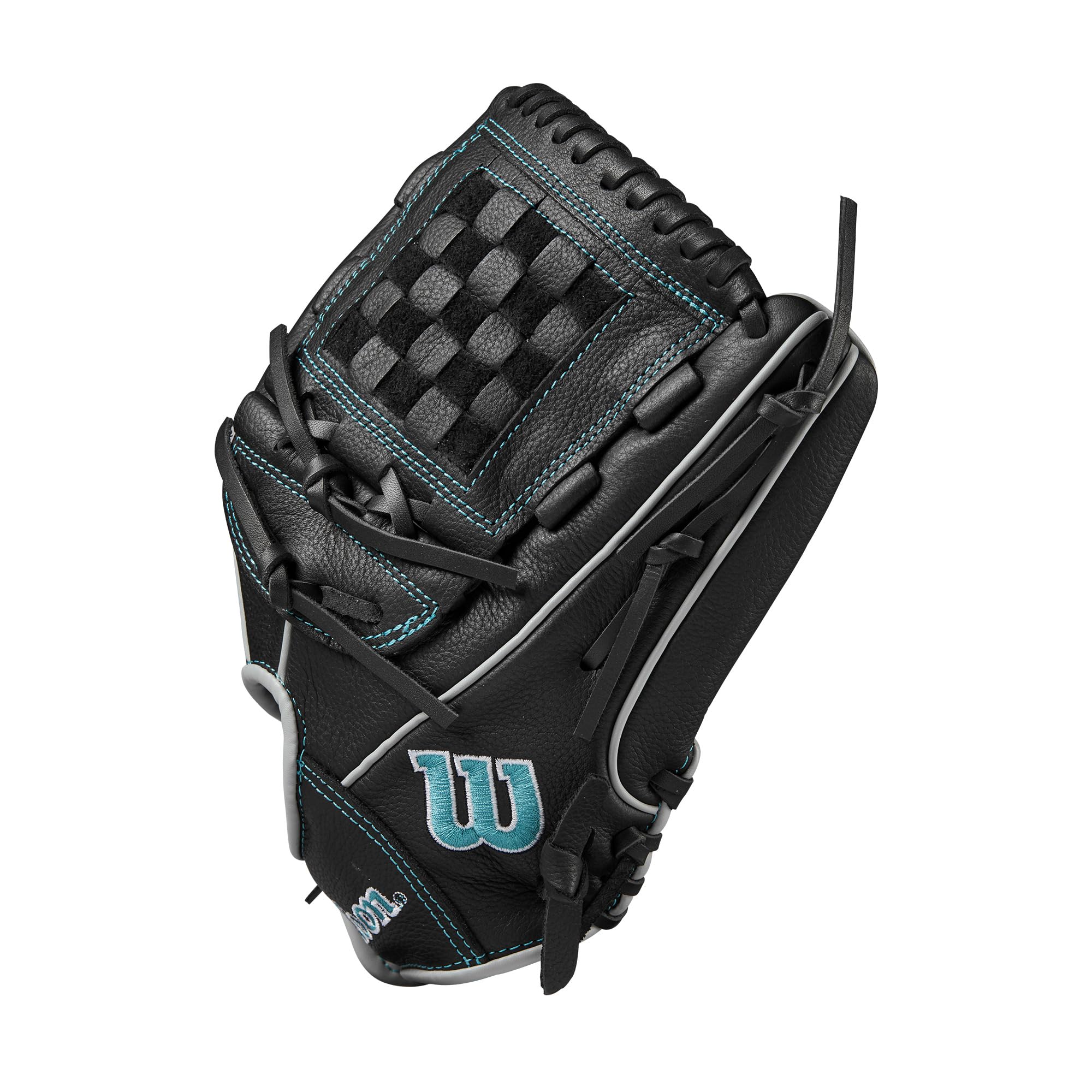 Wilson 2024 A500 Siren 12    Youth Infield Fastpitch Softball Glove - Left Hand Throw, Black/Teal