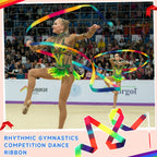 Yilloog Rainbow Dance Ribbon 78.7 Inch Gymnastics Ribbon Streamers Rainbow Artistic Ribbon Dancer Twirling Wands Rhythmic Gymnas