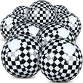 Hollowfly 12 Pack Black and White Checkered Flag Themed Beach Ball for Kids 7.87 Bulk for Summer Pool and Beach Game Gifts Race 