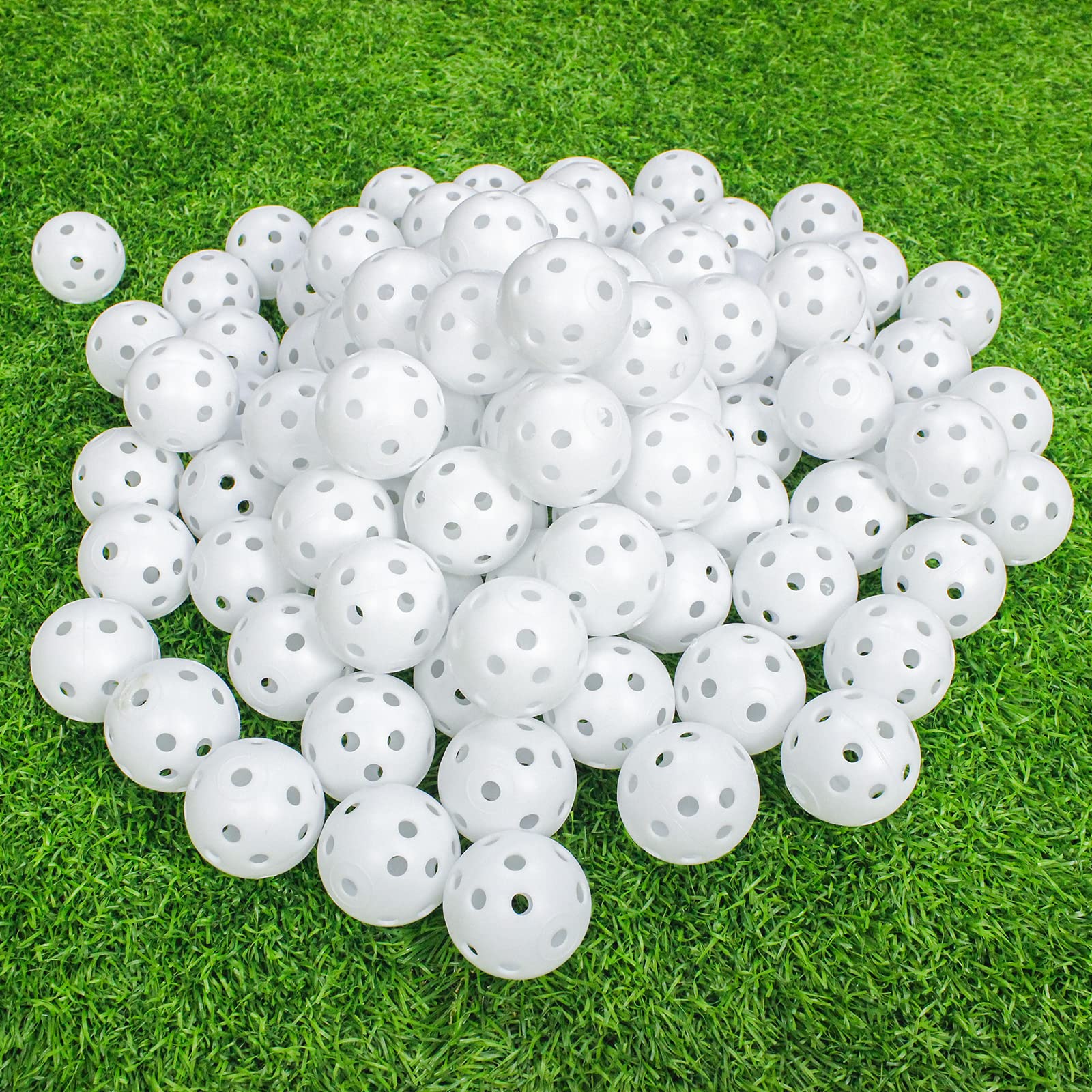 kahuayi Practice Golf Balls 100 Pack Airflow Hollow Plastic Golf Balls Practice Trainingor Driving Range, Swing Practice, Home P