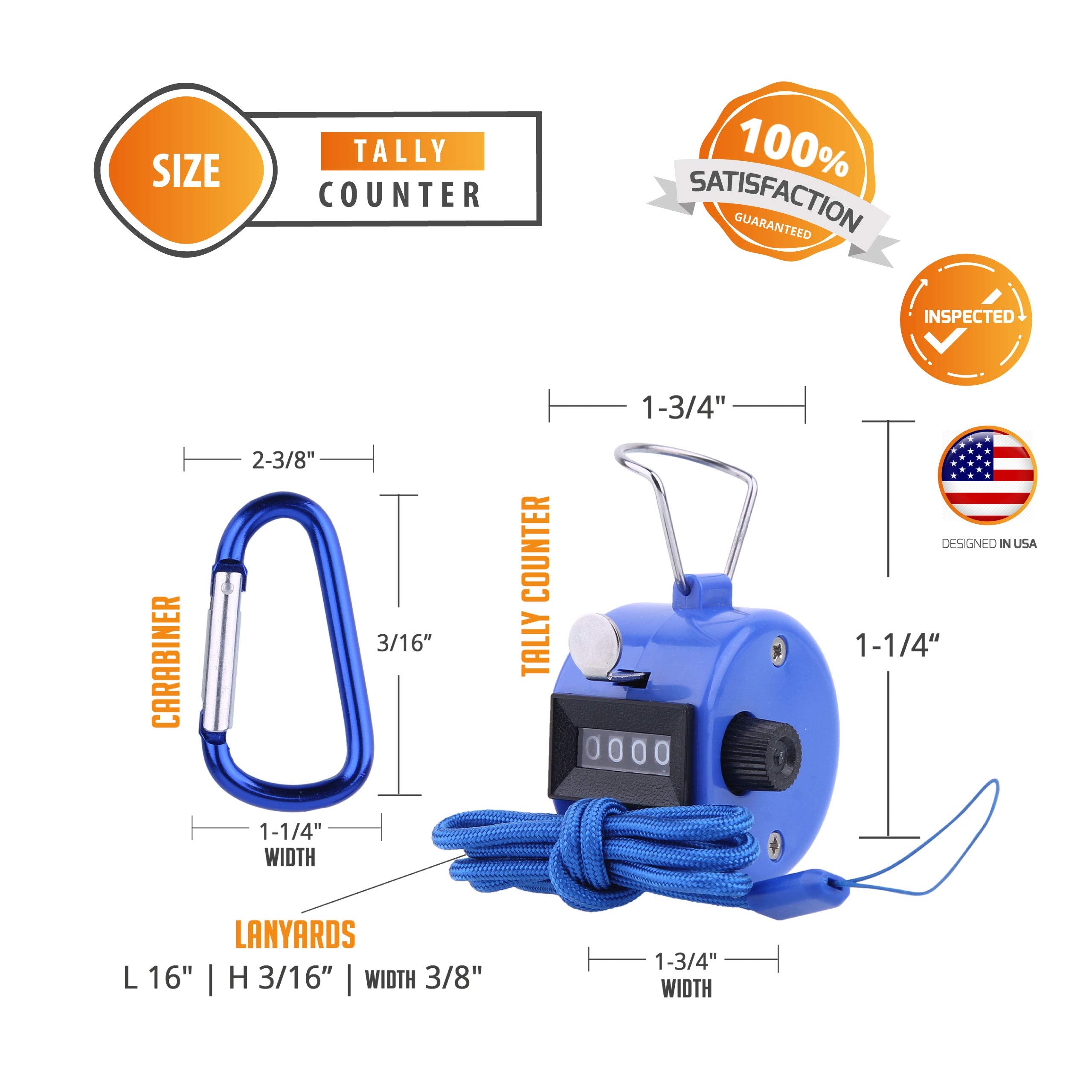 Hand Pitch Tally Counter Clicker -6 Pack Handheld People Lap Counter Clickers With 6 Lanyard And 2 Carabiners-Assorted Color Man