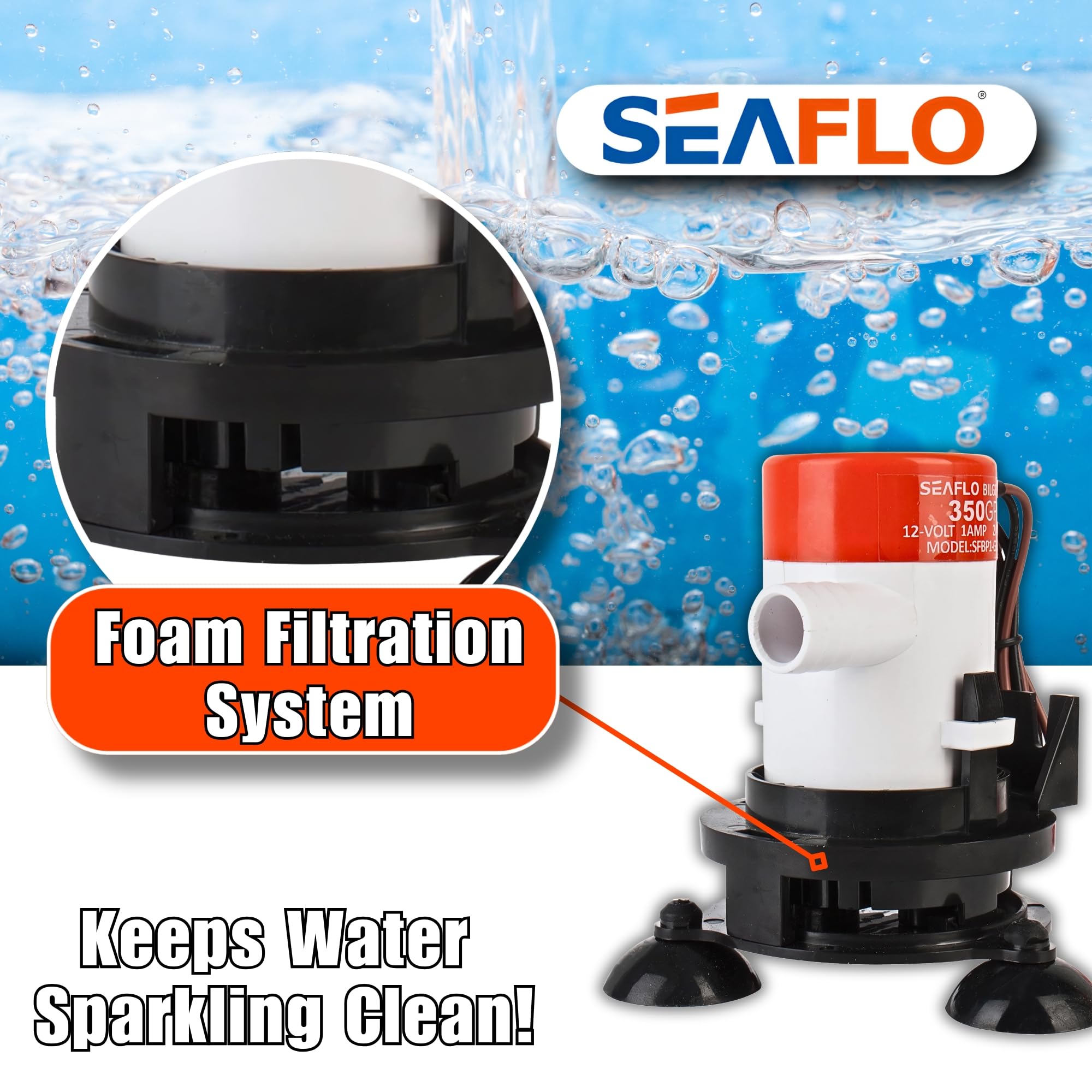 Seaflo-Portable 12V Livewell Aeration Pump System Kit For Boats