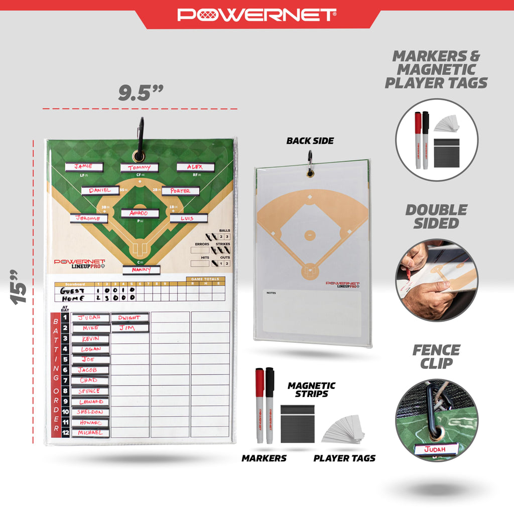 Powernet Magnetic Baseball Softball Lineup Coaching Board Double Sided With Fence Clip 2 Dry Erase Markers Weatherproof Sealed E