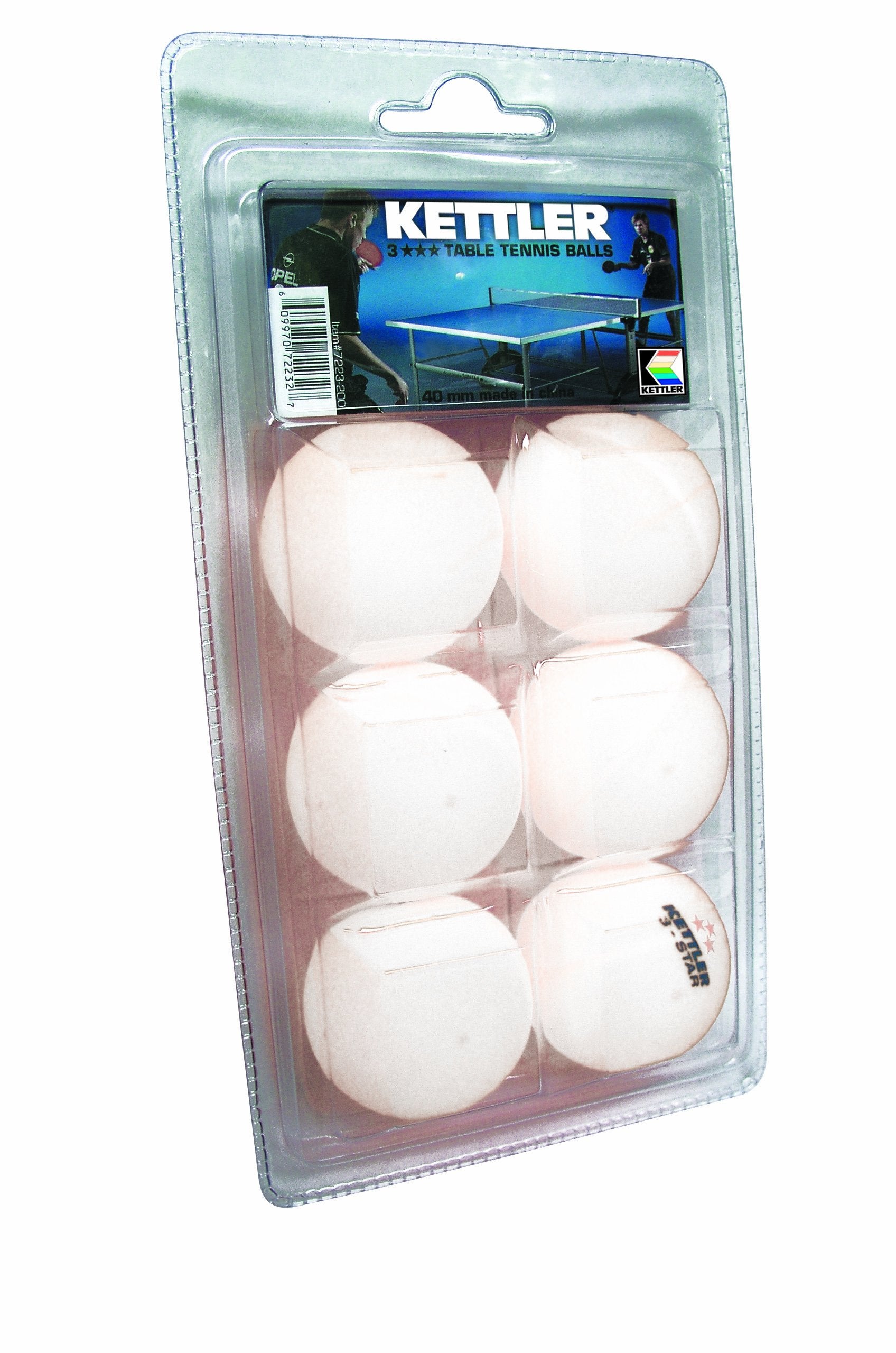 Kettler Table Tennis Balls, 40 Mm Regulation Size: 3 Star Rating, White, 6 Pack