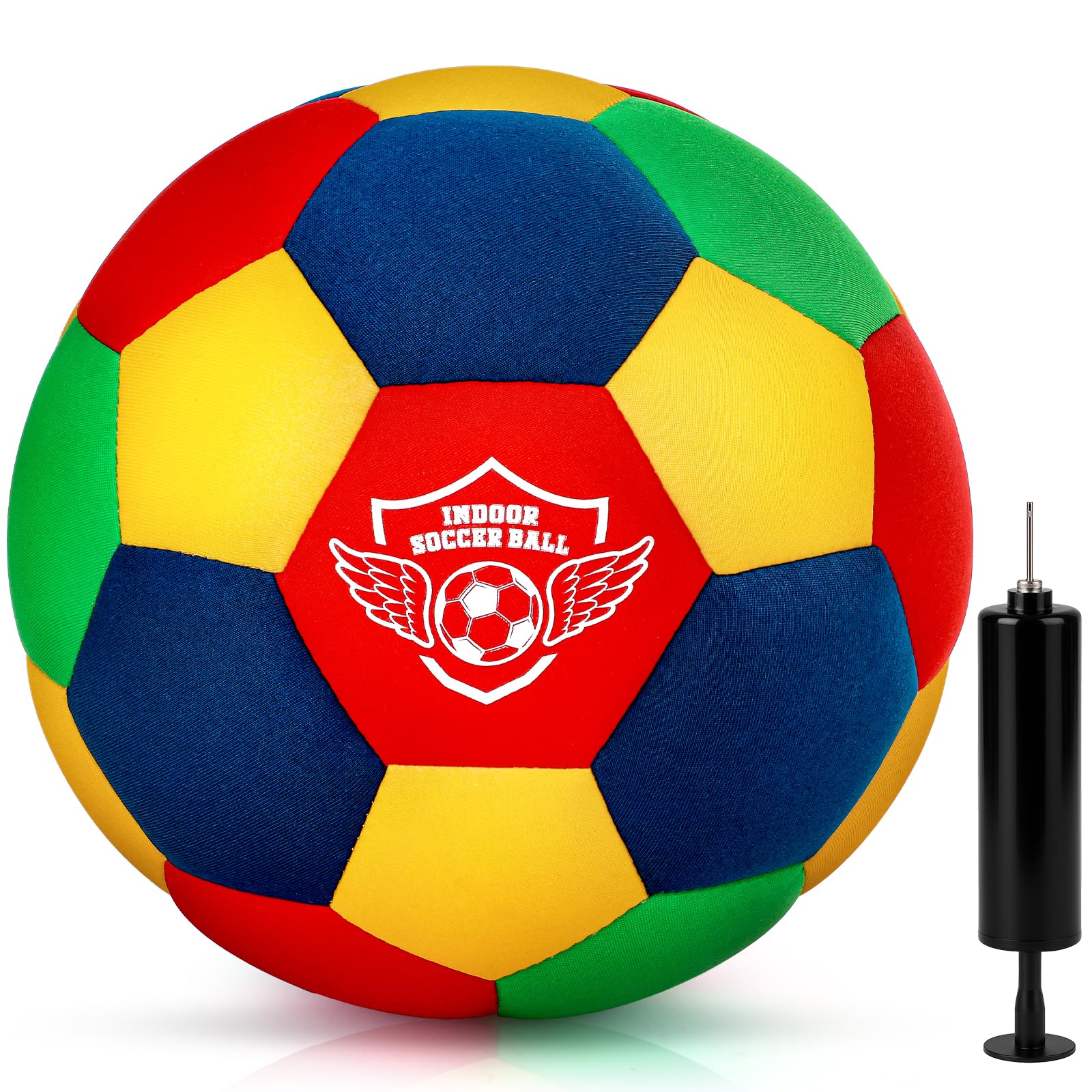 HopeRock House Soccer Ball Soft Foam Indoor Soccer Ball Size 4 with Football Pump Inside for Your Home Ball Lightweight Safe for