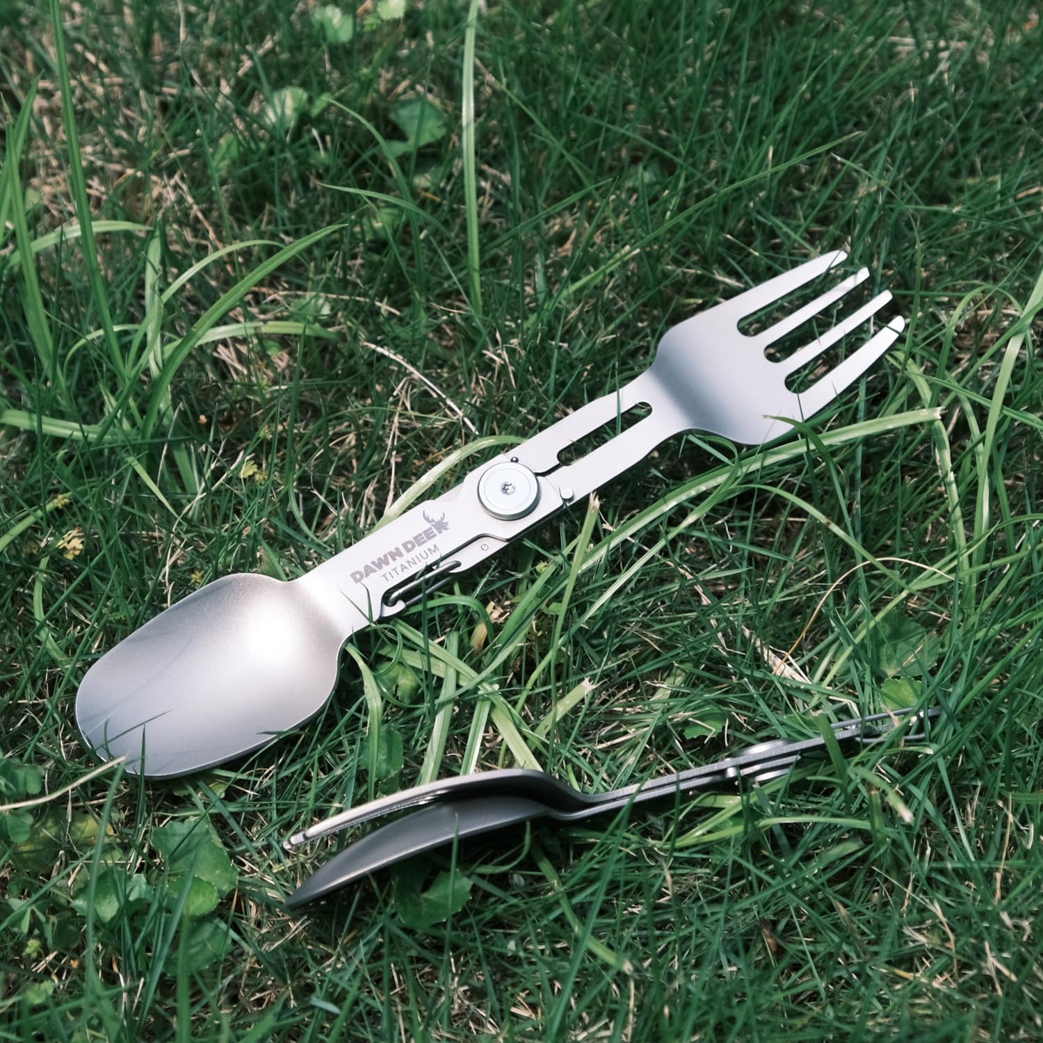 Dawn Deer Titanium Rotating Spork - 2-In-1 Folding Spoon And Fork For Camping, Hiking, Backpacking - Lightweight, Durable Travel