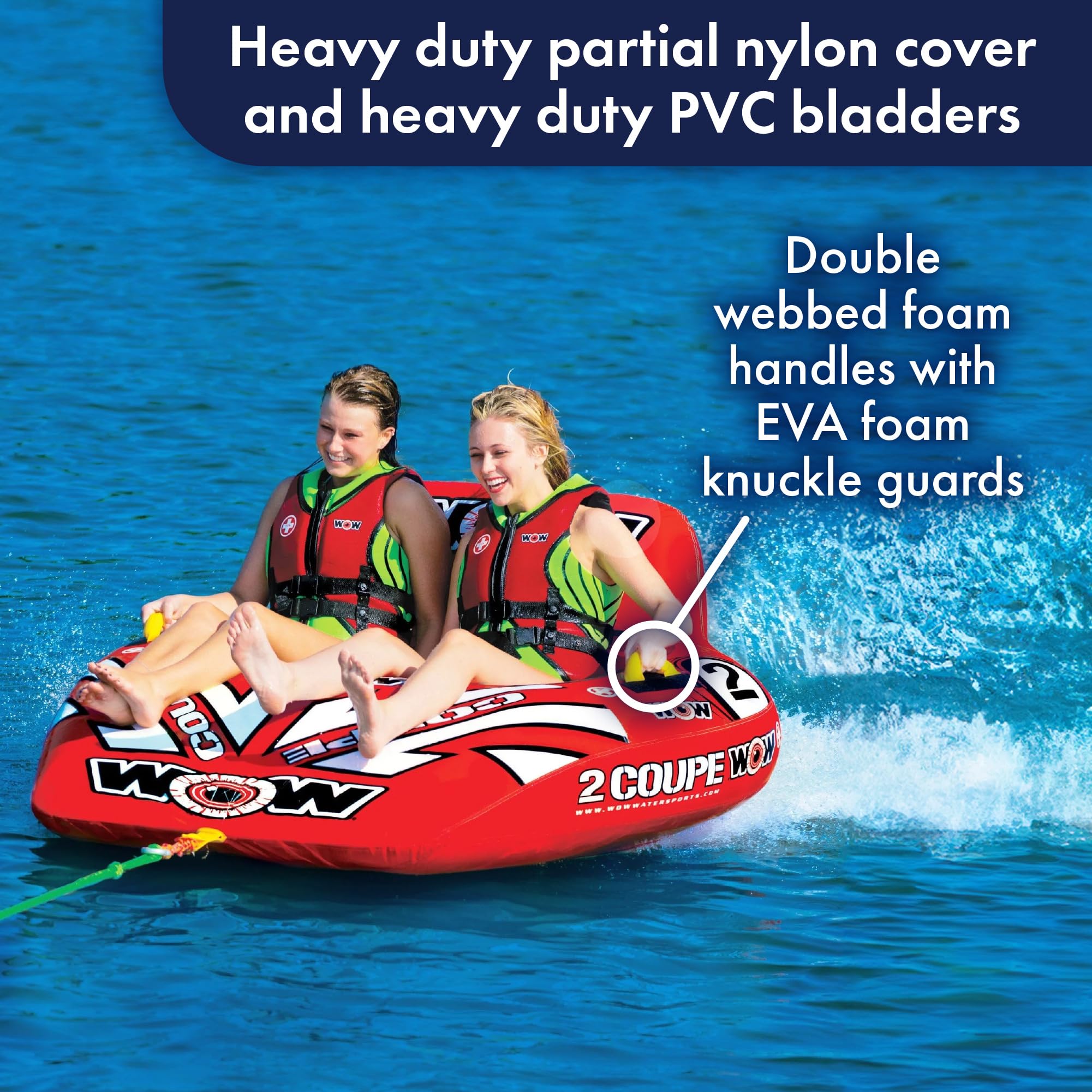 Wow Sports World Of Watersports Coupe Cockpit 1 Or 2 Person Inflatable Towable Cockpit Tube For Boating, 15-1030