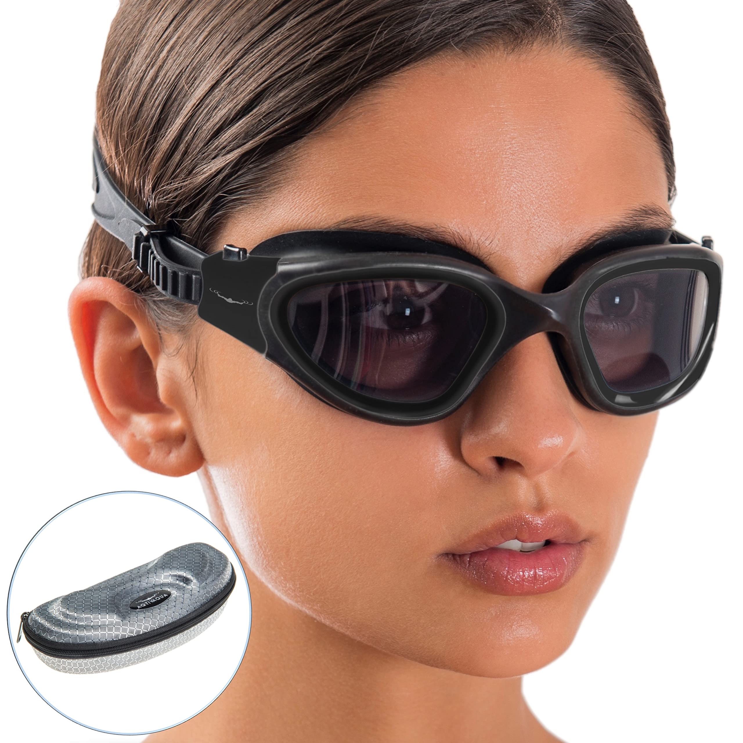 Aqtivaqua Swimming Goggles Swim Goggles For Adults Men Women Kids Youth Girls Boys Children Dx (Black, Shade)