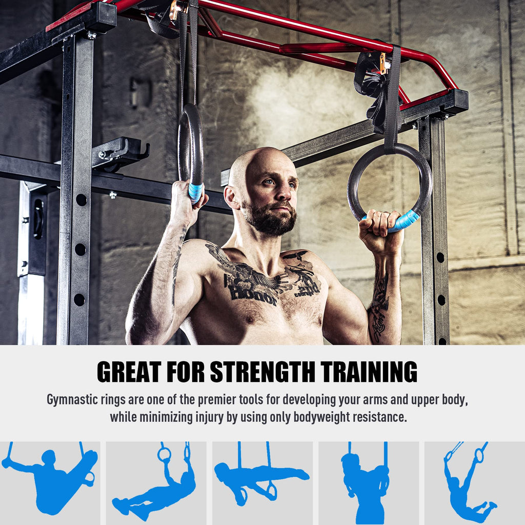 Zelus Gymnastic Rings, Exercise Olympic Rings With Adjustable Straps, Steel Buckles, Perfect For Workout, Strength Training, Pul