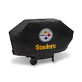 Rico Industries NFL Pittsburgh Steelers Black Deluxe Grill Cover Deluxe Vinyl Grill Cover - 68' Wide/Heavy Duty/hook and loop St