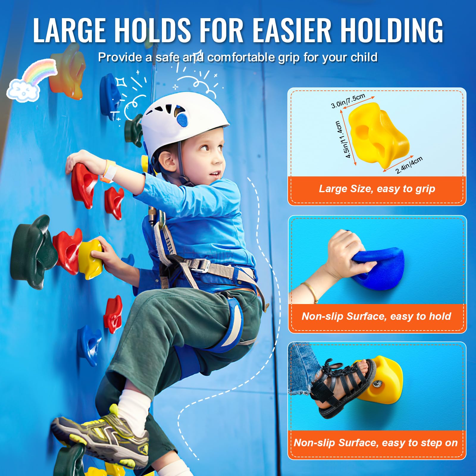 Vevor 25 Rock Climbing Holds For Kids And Adults, Multi-Colored Climbing Rock Wall Grips For Indoor And Outdoor Playground Play