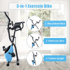 Merax Folding 3 In 1 Adjustable Exercise Bike With Resistance Bands Convertible Magnetic Upright Recumbent Bike