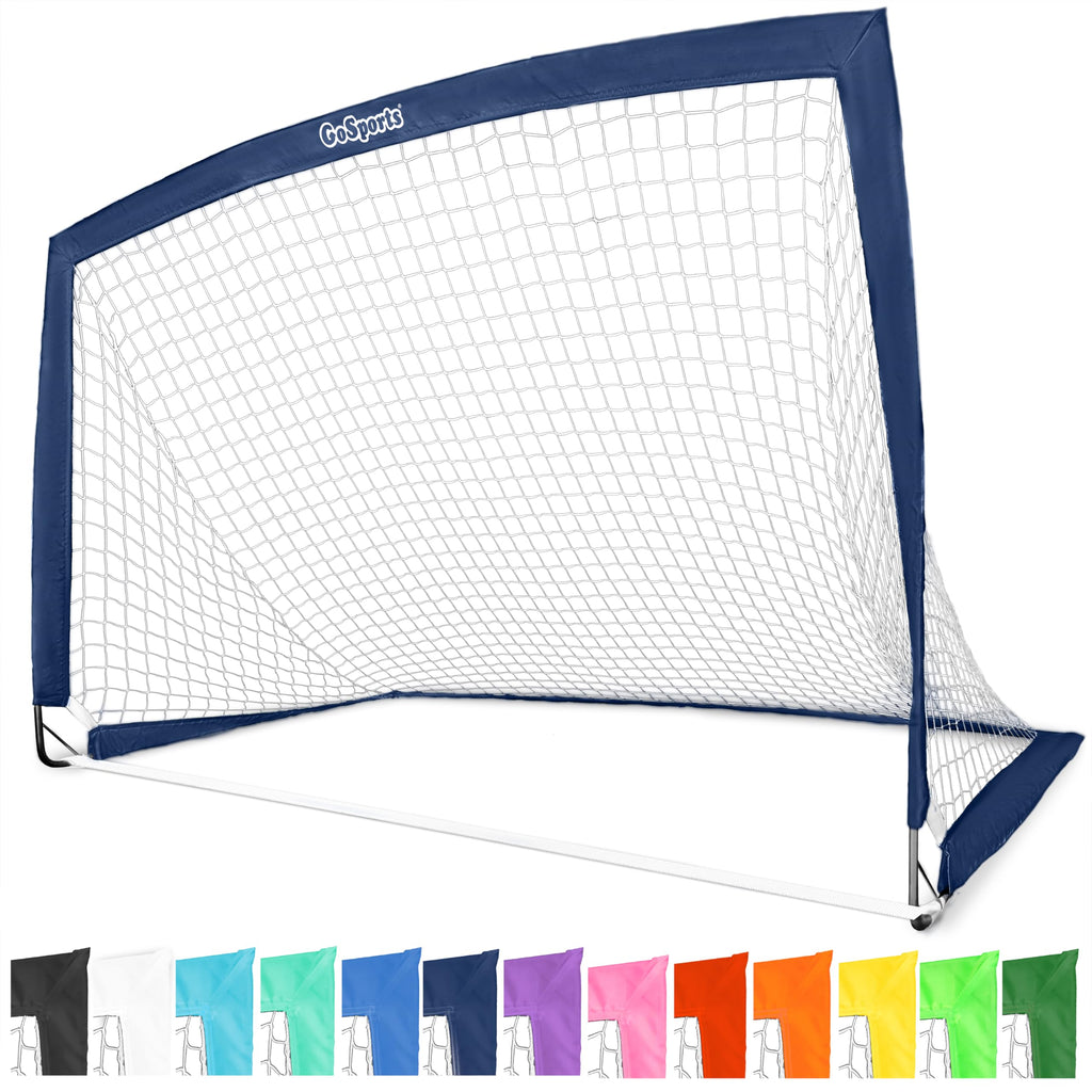 Gosports Team Tone 6 Ft X 4 Ft Portable Soccer Goal For Kids - Pop Up Net For Backyard - Navy