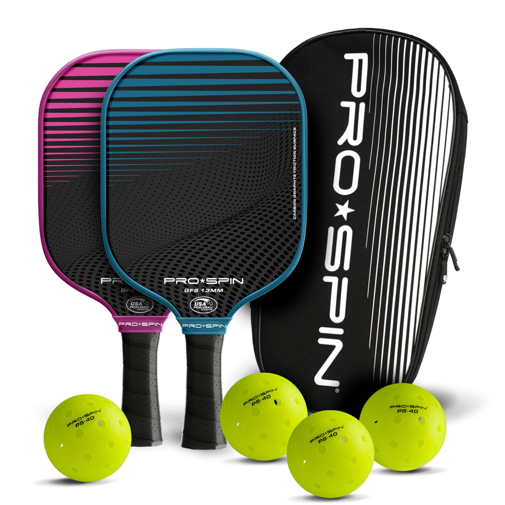 Pro Spin Pickleball Paddles - Set Of 2 Usapa-Approved Graphite Carbon Pickle Ball Paddles, 4 High-Performance Pickleball Balls,